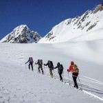 Guided ski touring group